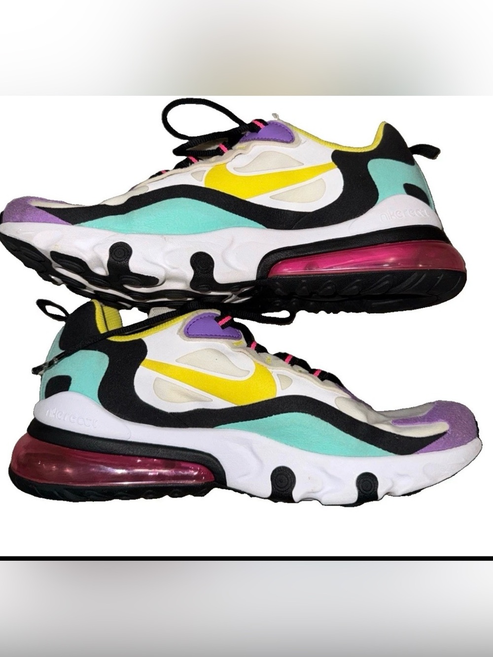 Nike Air Max 270 React Bright Multi-Color Sneakers 7Y or women’s 8.5 equivalent